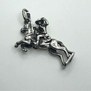 VTG Sterling Western Cowboy Bucking Bronco Horse Articulated Pendant Charm 1”